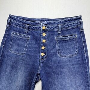 Pilcro Anthropologie High Rise Slim Button Fly Dark Wash Denim Jeans Size 32